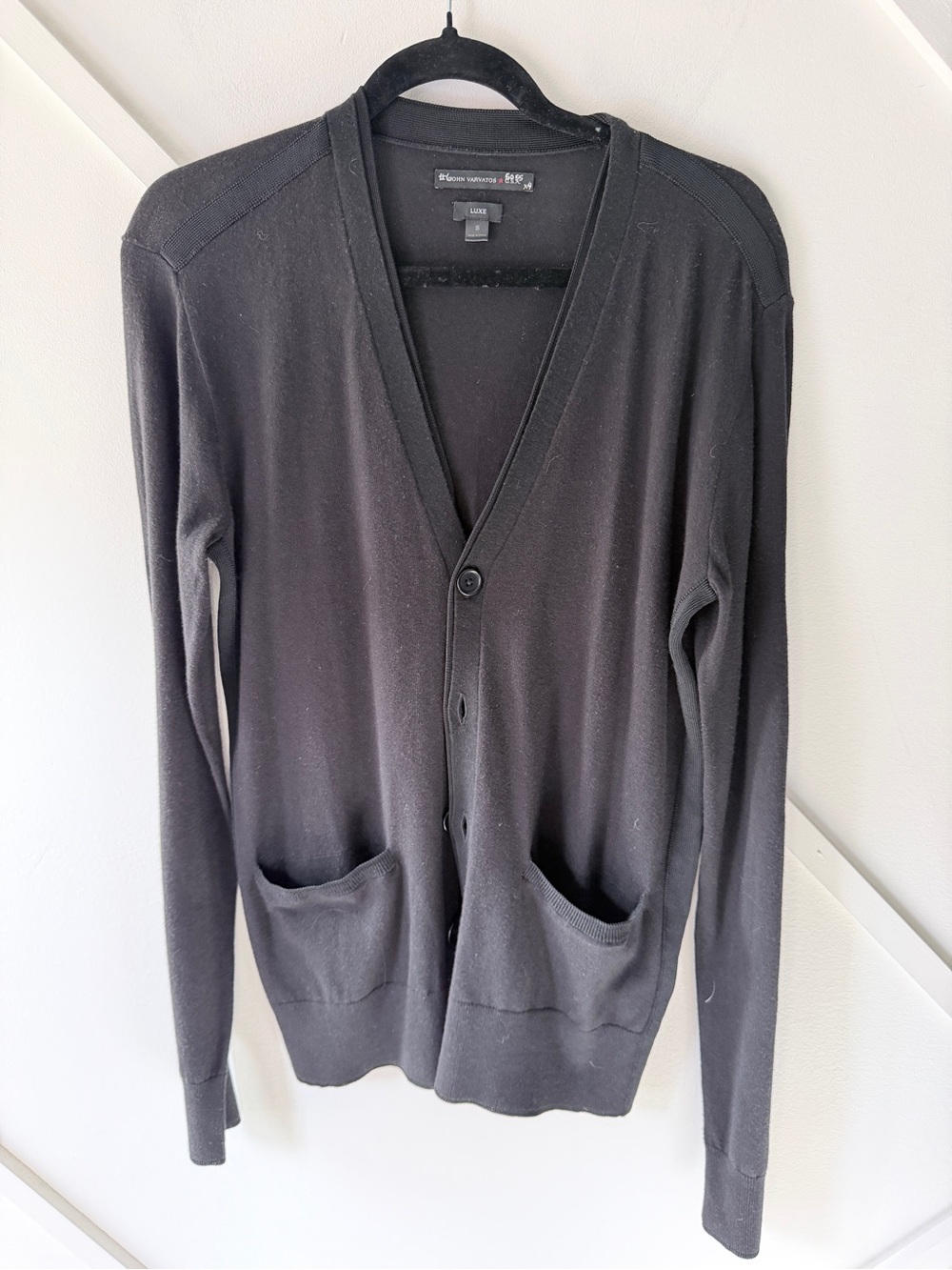 John Varvatos USA Luxe V-Neck Cardigan Men's Small Black Cotton Blend